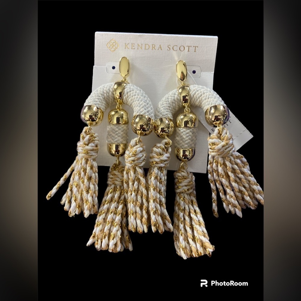 KENDRA SCOTT BRAIDED NAUTICAL DANGLE PIERCED EARRINGS.